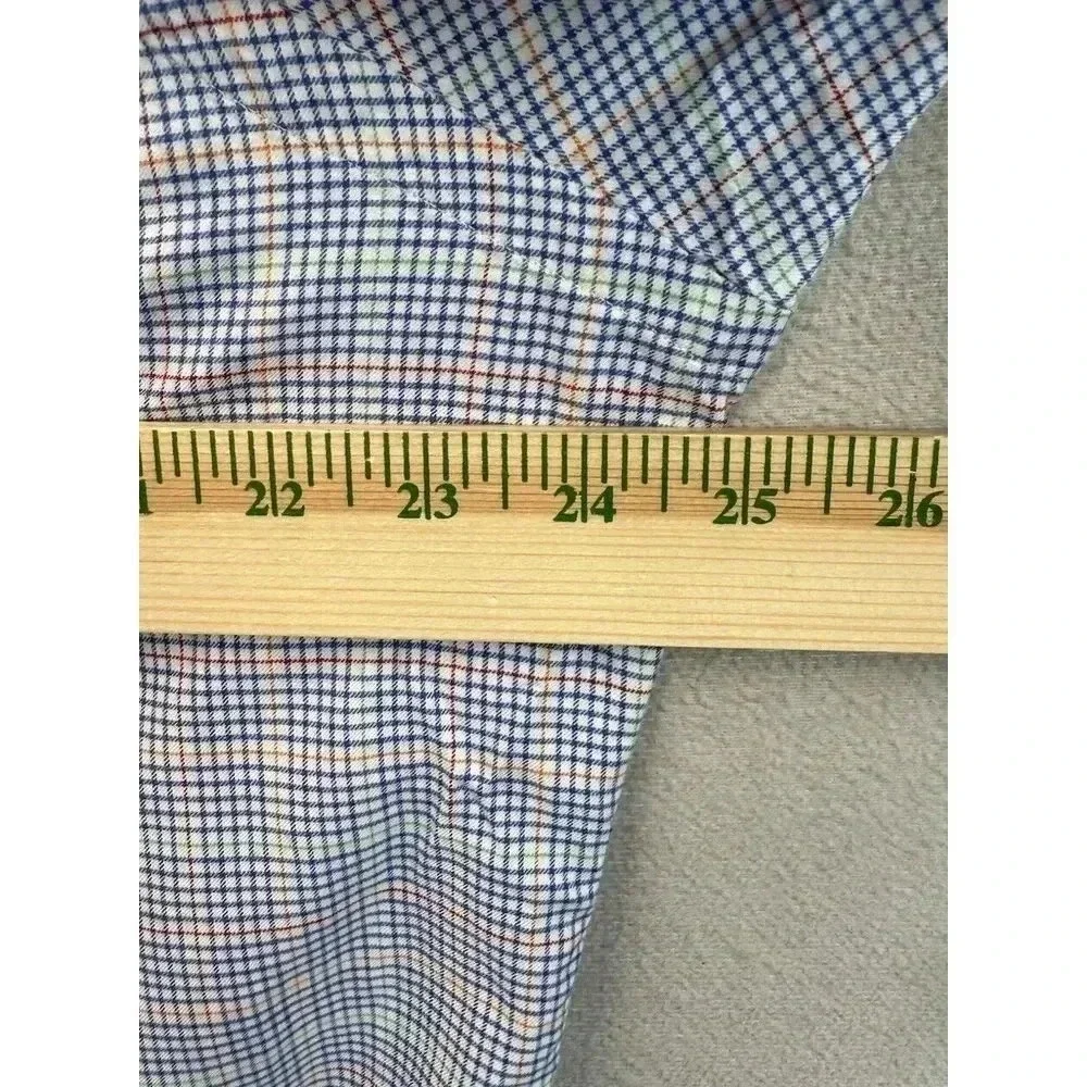 Polo Ralph Lauren Men's Sz Large Blue Plaid Long Sleeve Cotton Button Up Shirt‎